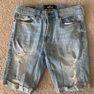 Hollister Men's Distressed Light Blue Jean Shorts